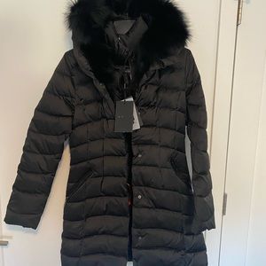 Dawn Levy Jetsetter Fox Fur & Down Coat/NWT/Black/Size Extra Small $895 Retail